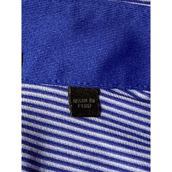 Greyson Men’s Golf Wolf Polo Shirt XXL Blue & White Stripe Stretch Performance - Picture 10 of 12
